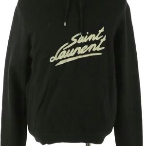 Saint Laurent Script Logo Hoodie Black Size M Made in Italy